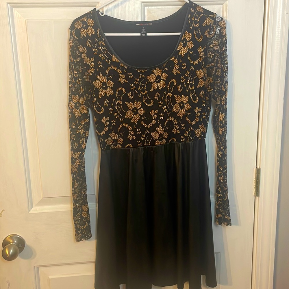 Black and gold skater dress